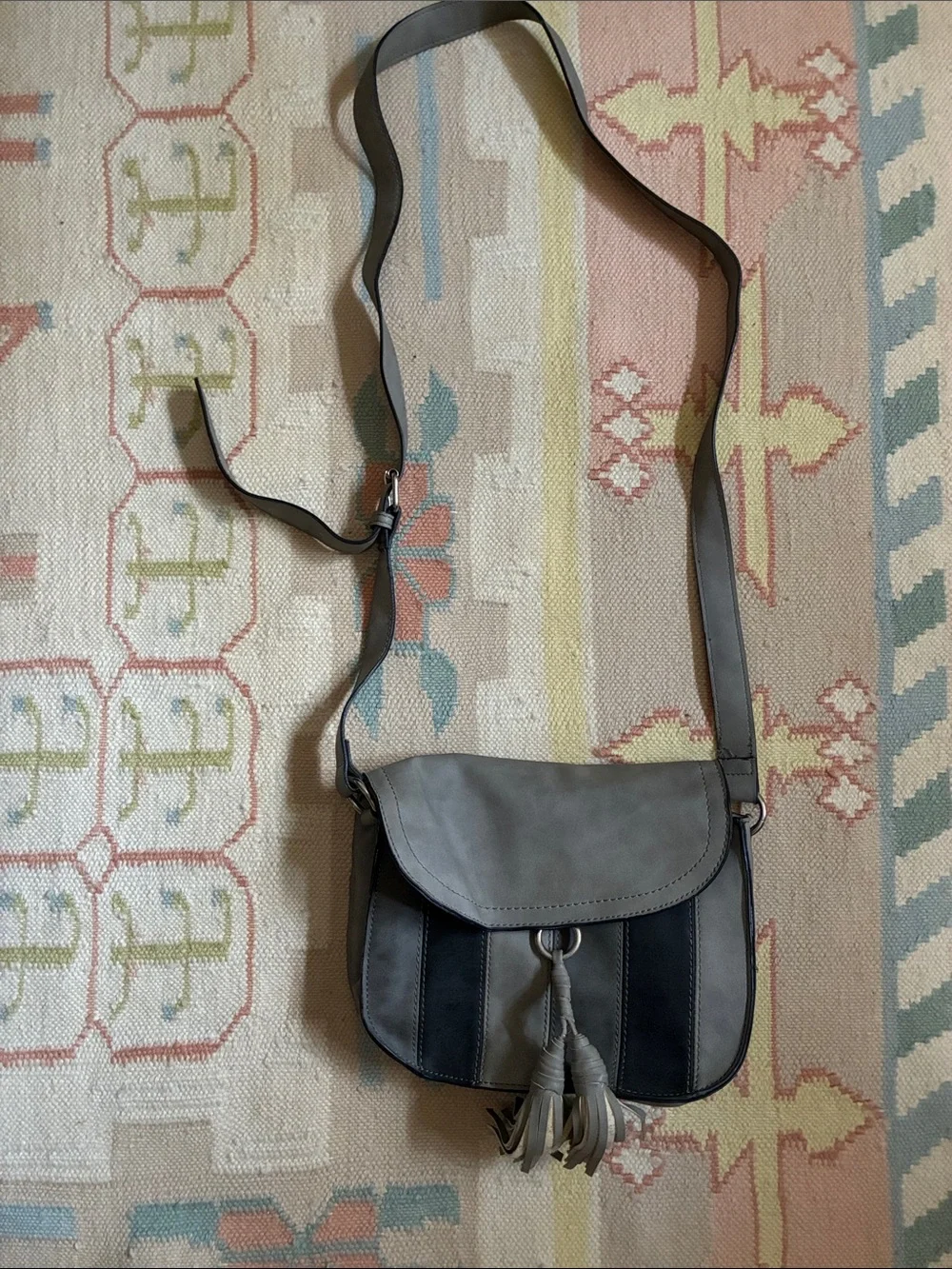 Dolce Vita Gray and Black Tassel Crossbody Bag